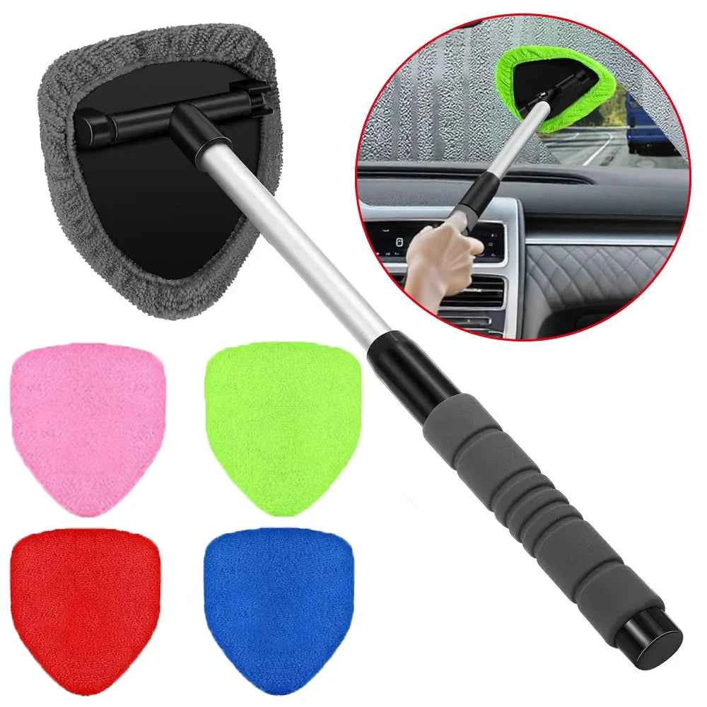 kit nettoyage pare-brise téléscopique avec Brosse Microfibre et Raclette - Nettoyage Efficace et Pratique