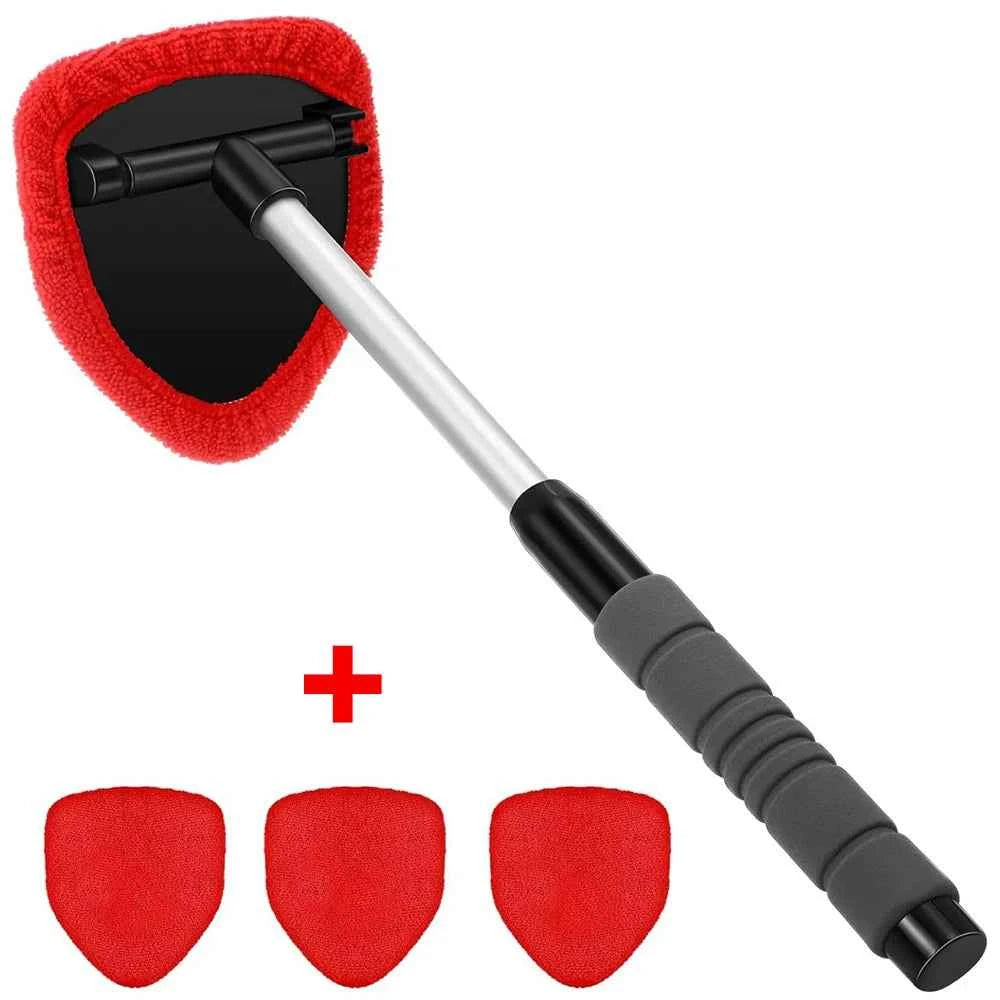 kit nettoyage pare-brise téléscopique avec Brosse Microfibre et Raclette - Nettoyage Efficace et Pratique